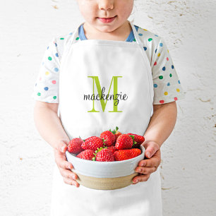 Grüne Monogramm, Initial und Name Personalisiert Kinderschürze