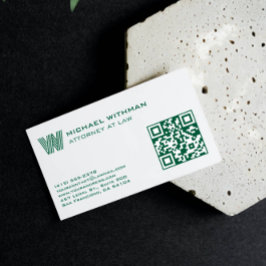 GRÜNE MONOGRAMM-LINIE QR RECHTSANWALT STEUERBERATE VISITENKARTE