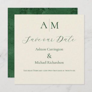 Grüne Monogramm Moderne Hochzeit Save The Date
