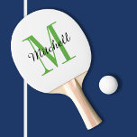 Grüne Monogramm und Name Personalisiert Tischtennis Schläger<br><div class="desc">Individuell bedrucktes Pingpongpaddel personalisiert mit Ihrem Namen und Monogramm oder anderen benutzerdefinierten Text. Klicken Sie auf Anpassen,  um Schriftart und Farben zu bearbeiten oder um eigene Texte und Bilder hinzuzufügen,  um ein einzigartiges Geschenk zu erstellen.</div>