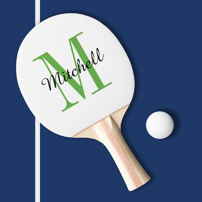 Grüne Monogramm und Name Personalisiert Tischtennis Schläger (Von Creator hochgeladen)