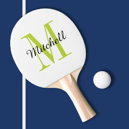 Grüne Monogramm und Name Personalisiert Tischtennis Schläger