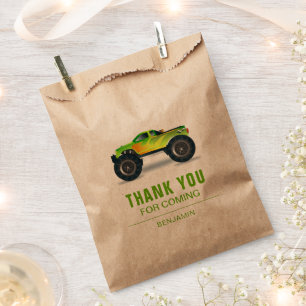 Grüne Monster-Truck-Kindergeburtstagsfeier Geschenktütchen