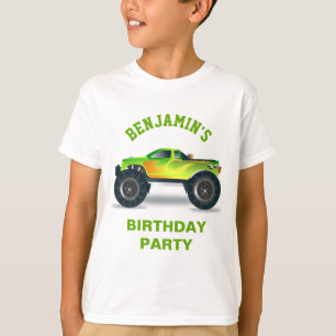 Grüne Monster-Truck-Kindergeburtstagsfeier T-Shirt