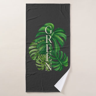 Grüne Monstera-Blätter Badehandtuch