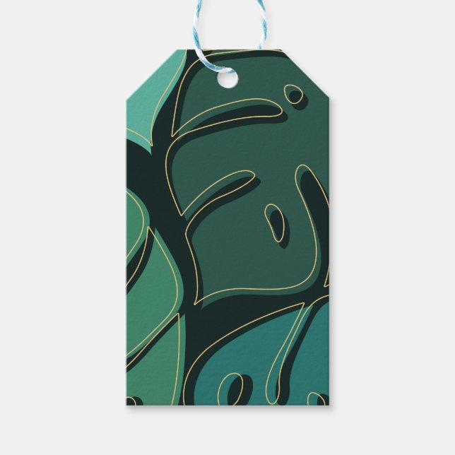 Grüne Monstera-Blätter Geschenkanhänger (Vorderseite)