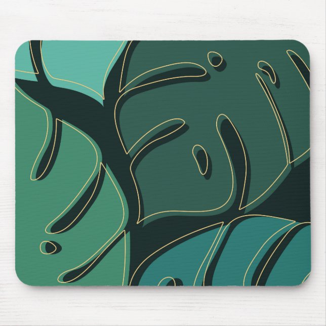 Grüne Monstera-Blätter Mousepad (Vorne)