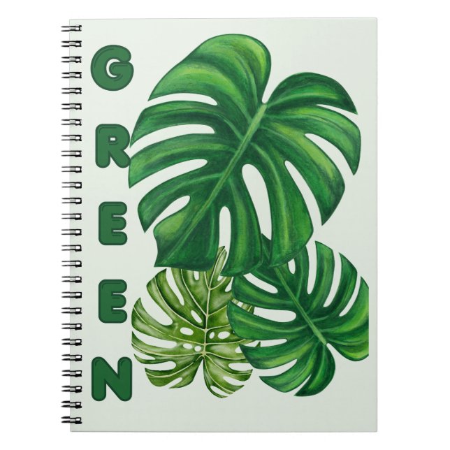 Grüne Monstera-Blätter Notizblock (Vorderseite)