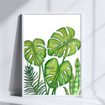 Grüne Monstera-Blätter Zeichnung Farbstift Kunst
