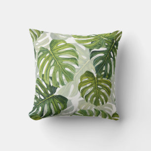 Grüne Monstera Tropical Watercolor Kissen