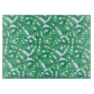 Grüne Monstera-tropische Blätter Schneidebrett