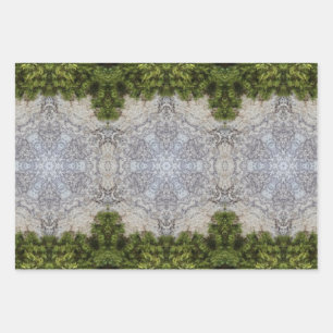 Grüne Moos und Natur Kunst Geschenkpapier Set