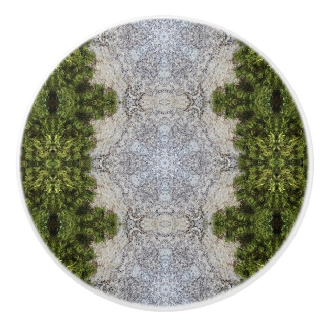 Grüne Moos und Natur Kunst Keramikknauf (Vorderseite)