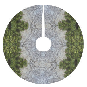 Grüne Moos und Natur Kunst Polyester Weihnachtsbaumdecke