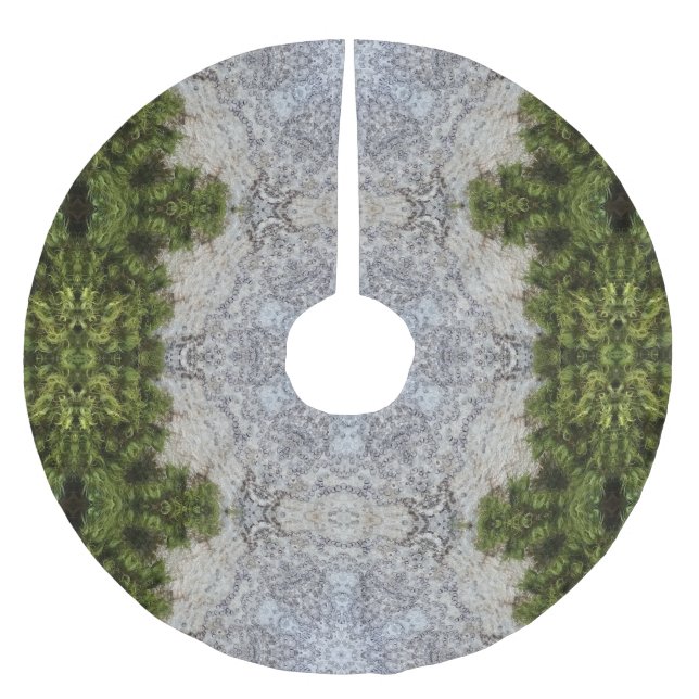 Grüne Moos und Natur Kunst Polyester Weihnachtsbaumdecke (Vorderseite)