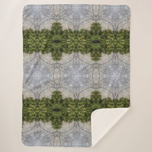 Grüne Moos und Natur Kunst Sherpadecke (Vorderseite)