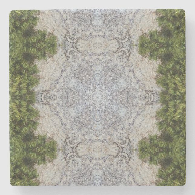 Grüne Moos und Natur Kunst Steinuntersetzer (Vorderseite)