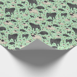 Grüne Möpsen Geschenkpapier
