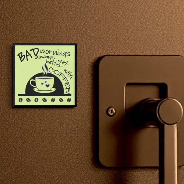 Grüne Morgenstunden mit Team Coffee Art Magnet (2" square coffee magnet)