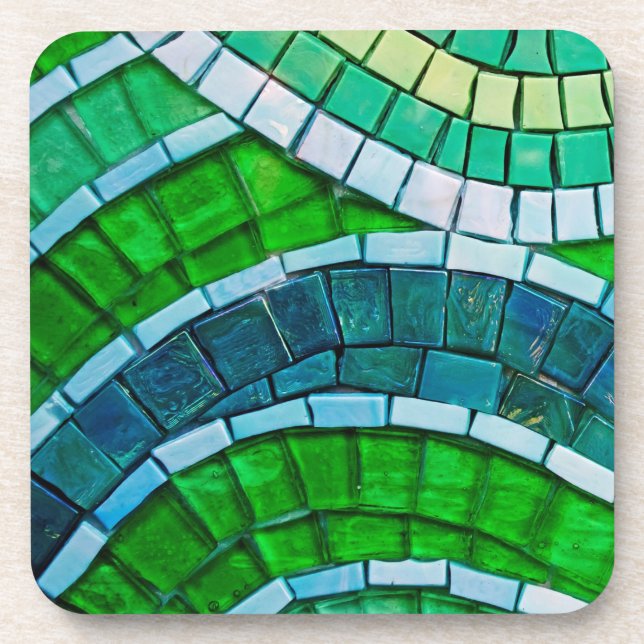 Grüne Mosaikfliesen Getränkeuntersetzer (Vorderseite)