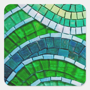 Grüne Mosaikfliesen Quadratischer Aufkleber