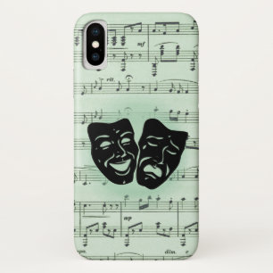 Grüne Musik und griechische Masken im Theater Case-Mate iPhone Hülle