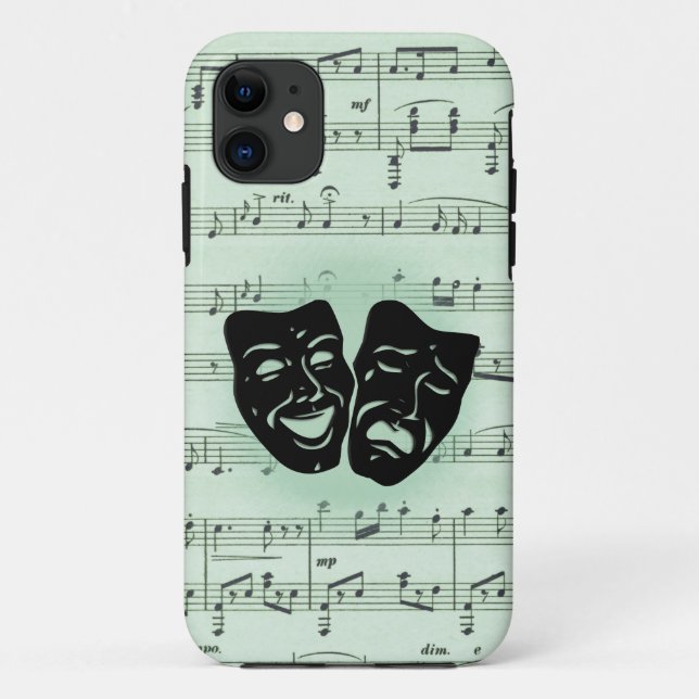 Grüne Musik und griechische Masken im Theater Case-Mate iPhone Hülle (Rückseite)