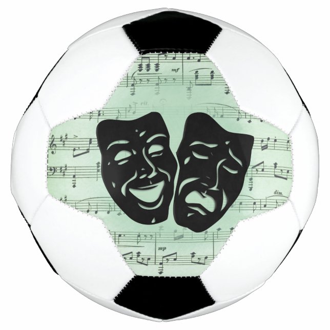 Grüne Musik und griechische Masken im Theater Fußball (Vorderseite)