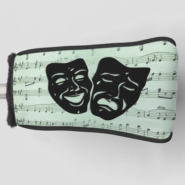 Grüne Musik und griechische Masken im Theater Golf Headcover (Vorderseite)