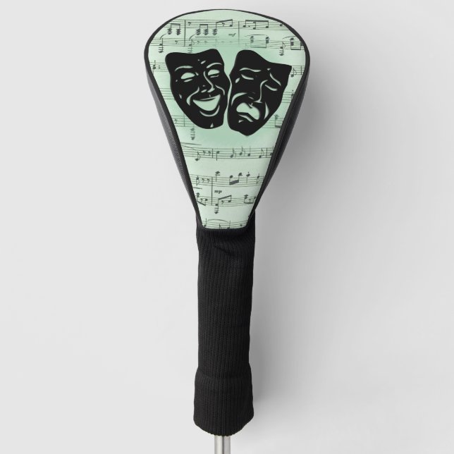 Grüne Musik und griechische Masken im Theater Golf Headcover (Vorderseite)