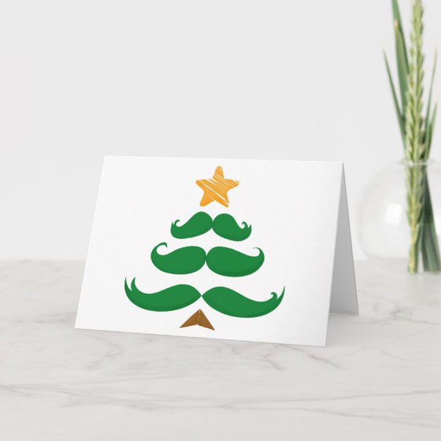 Grüne Mustache Tree Feiertagskarte (Vorderseite)