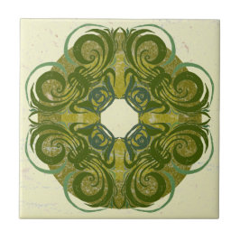 Grüne Muster Retro-Fliesen Fliese