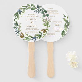 Grüne Navy Gold Round Wedding Program Fan Fächer