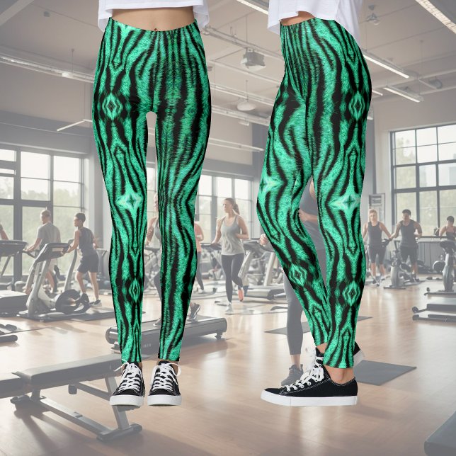 Grüne Neontiger-Streifen Leggings (Von Creator hochgeladen)