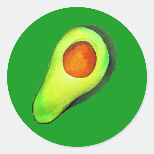 Grüne niedliche Kunst für Avocado Runder Aufkleber (Vorderseite)