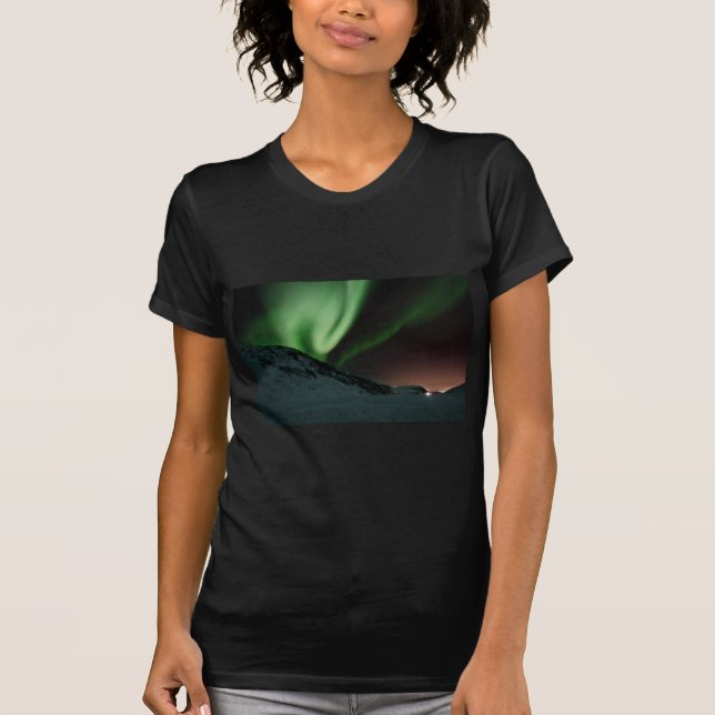 Grüne Nordlicht-Aurora Borealis Norwegen T-Shirt (Vorderseite)
