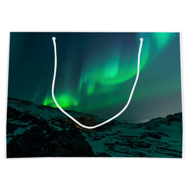 Grüne Nordlichter Große Geschenktüte (Vorderseite)