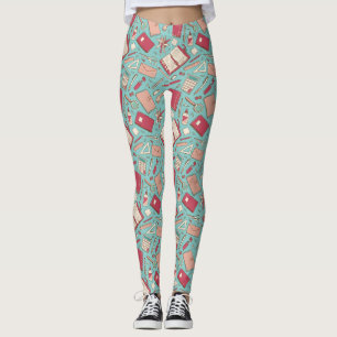 Grüne Notizbuch-Muster-Leggings Leggings