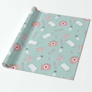 Grüne Nurse Symbole Geschenkpapier
