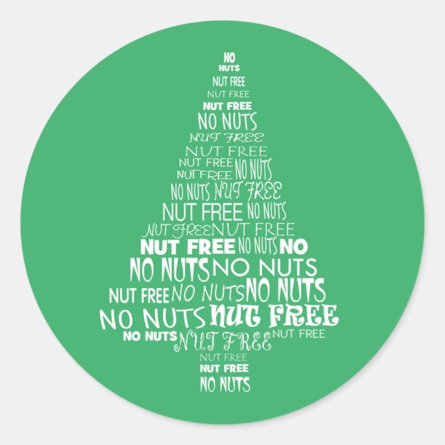 Grüne Nut free no Nuts Backlabel Weihnachtsbaum Runder Aufkleber (Vorderseite)