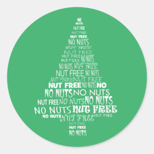Grüne Nut free no Nuts Backlabel Weihnachtsbaum Runder Aufkleber