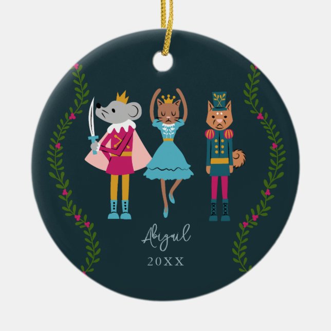 Grüne Nutcracker Ballet Animal Girls Keramik Ornament (Vorne)