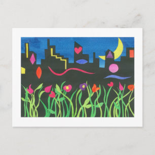 Grüne NYC in der Nacht Postkarte