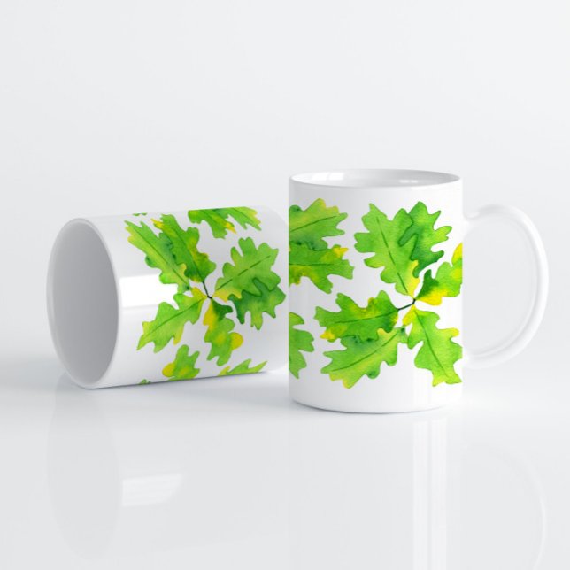 Grüne Oak-Blätter Kaffeetasse (Von Creator hochgeladen)