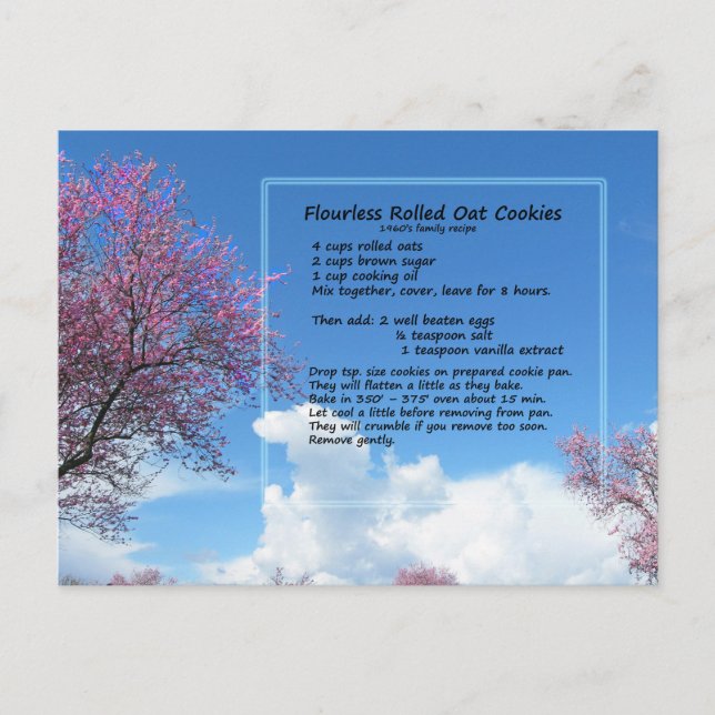 Grüne Oat Cookie Rezept Postkarte (Vorderseite)