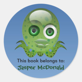 Grüne Octopus-Personalisierte Etiketten Runder Aufkleber