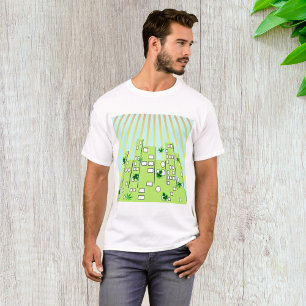 Grüne Öko-Stadt-Skyline mit schwebenden Blättern T-Shirt