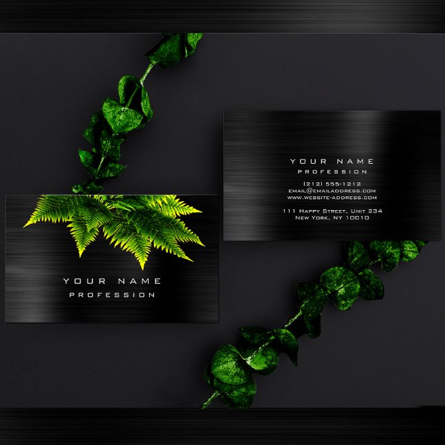 Grüne Ökonomie Fern Bio Burgund Metallic Black Visitenkarte (Von Creator hochgeladen)