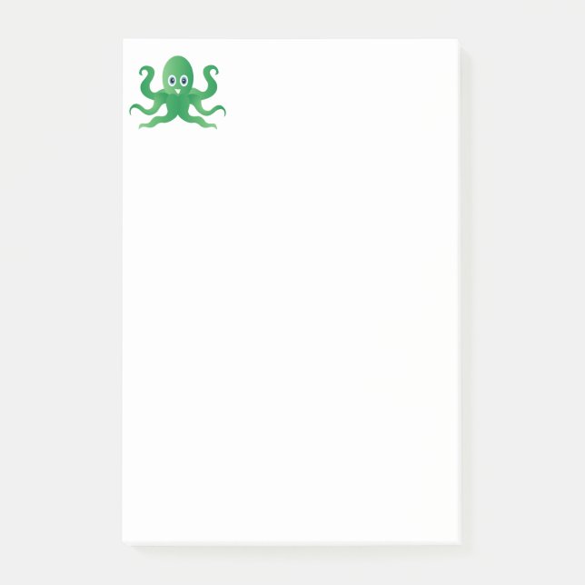 Grüne Oktopie Post-it Klebezettel (Vorderseite)