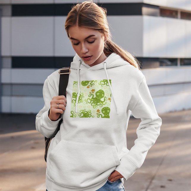 Grüne Oktopoden mit Blume Hoodie (Von Creator hochgeladen)
